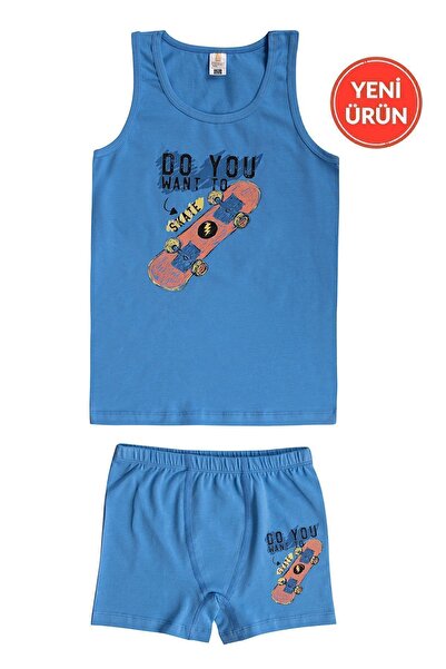 ÖZKAN underwear Boys' Athlete Shorts - Özkan 32055, Cotton Blue, Lycra Single...