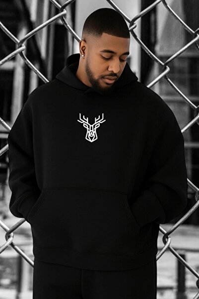 DM DOLCE MORE سويت شيرت مقاس كبير مطبوع عليه صورة غزال