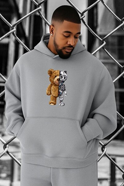 DM DOLCE MORE سويت شيرت كبير الحجم مطبوع عليه روبوتات