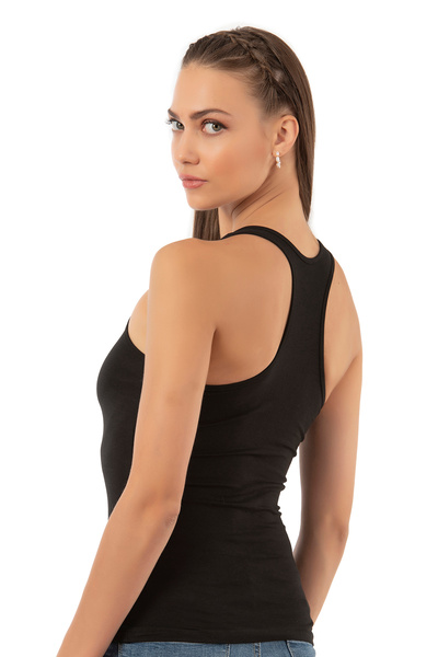 ÖZKAN underwear Özkan 7416 - Pack of 3 Women's Single Jersey Combed Cotton Lycra Flexible Comfortable Thick Sling Back