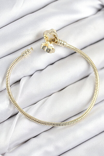 Lisinya سوار نسائي من النحاس الأصفر موديل زهرة البرسيم بحجر الزركون باللون ال...