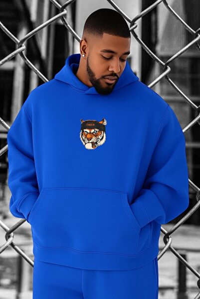 DM DOLCE MORE سويت شيرت مقاس كبير مطبوع عليه نمر