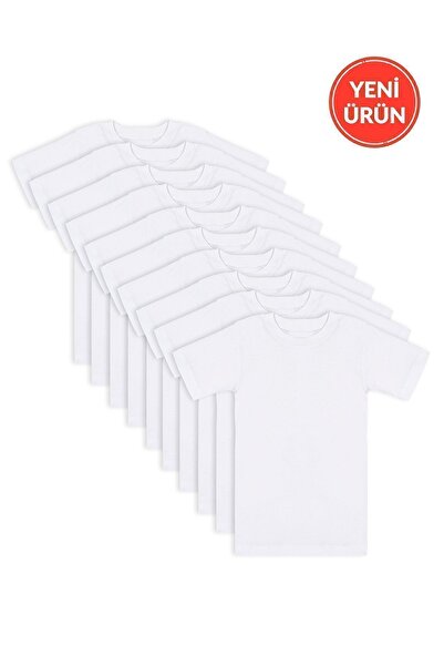 ÖZKAN underwear Boy's T-Shirt - 100% Cotton, Flexible and Comfortable Half Sleeve, Closed Neck Undershirt Özkan 0706 10 Pack