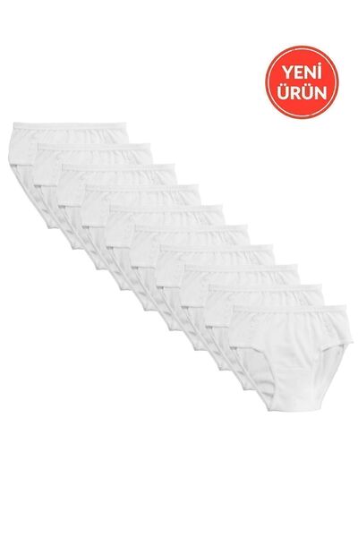 ÖZKAN underwear Özkan 0825 - Pachet de 10 chiloți pentru fete, 100% bumbac, tăiat cu nervuri, detaliu margaretă flexibil și confortabil