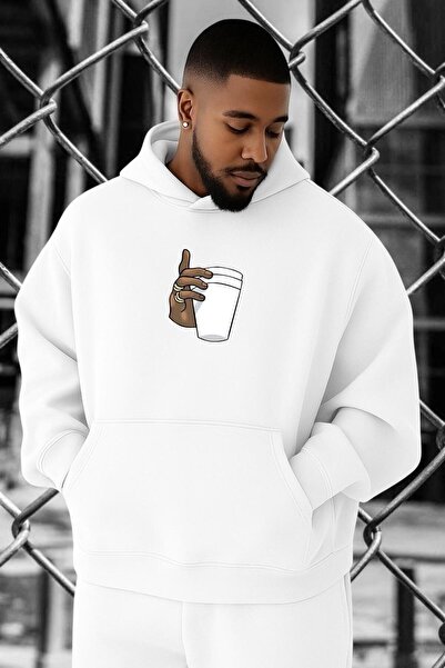 DM DOLCE MORE سويت شيرت كبير الحجم بطبعة قهوة