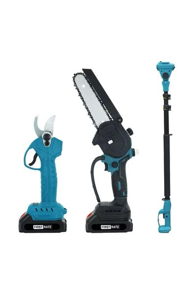 OEM Garden Shears + Professional Mini Chainsaw - 2 Batteries 48V, Blade 16 cm, Telescopic Arm 2.13 m