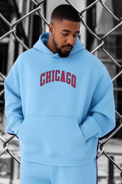 DM DOLCE MORE سويت شيرت شيكاغو بطبعة كبيرة الحجم