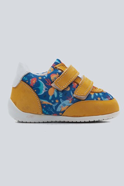 mnpc Boy's Yellow Leather Orthopedic Supported First Step Shoes