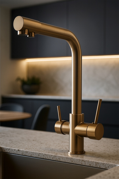 KUSTAR Antik Eskitme 3 Yollu Arıtma Çıkışlı Aç Kapa Sıcak Soğuk İçme Suyu Çıkışlı Mutfak Eviye Bataryası