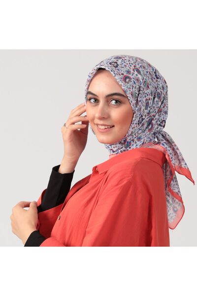 ipekistanbul Pamuk İpek Eşarp - Çini Desen - Oranj