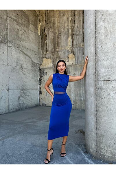 Modafeminen Zero-Neck Midi Pencil Dress Saks583256