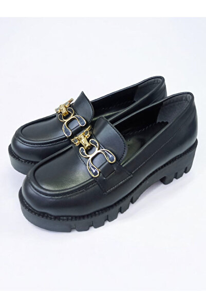 pediashoes Дівчачі чорні шкіряні лофери з пряжкою Martinez Шкільні туфлі