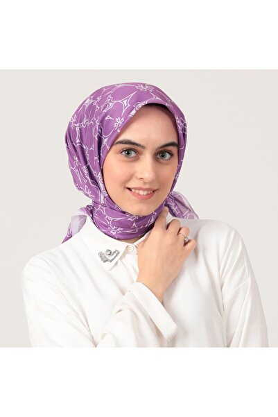 ipekistanbul Pamuk İpek Eşarp - Yonca Desen - Lila
