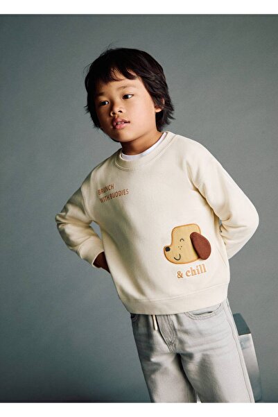 MANGO Baby İşlemeli hayvan desenli sweatshirt