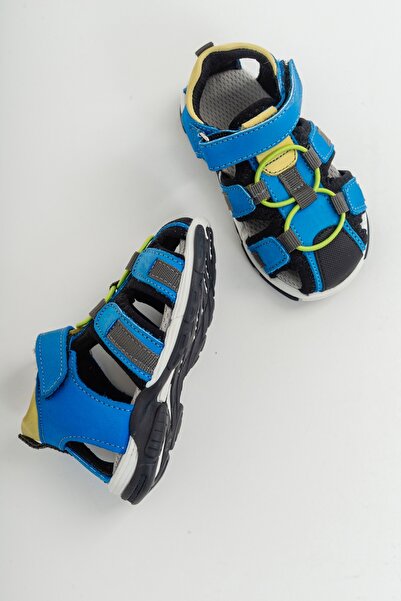 mnpc Unisex Παιδικά Sax Blue Δερμάτινα Ορθοπεδικά Παιδικά Σανδάλια εξωτερικού χώρου