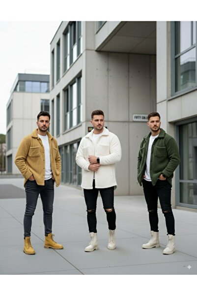 Fifty Color 3-х частинний унісекс хакі та білий плюшевий полярний кардиган-со...