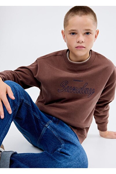 MANGO Kids İşlemeli pamuklu sweatshirt