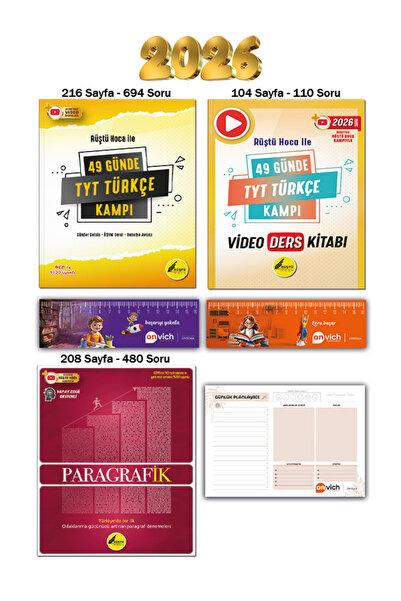 Rüştü Hoca 49 Günde Tyt Türkçe Kampı Video Ders Notları - Paragrafik Denemeleri 2026 Kamp Set 3 Kitap