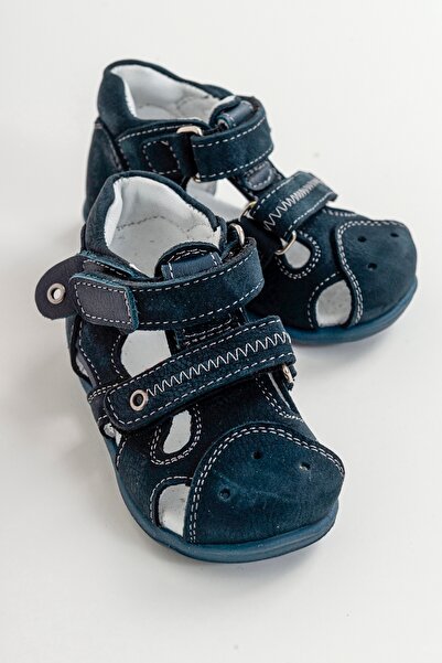 mnpc Chlapecké kožené ortopedické boty First Step v námořnické modré barvě