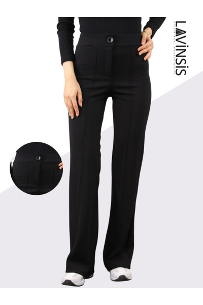 lavinsis Çımalı Ispanyol Paça Pantolon Likralı Yüksek Bel Toparlayıcı Özellikli