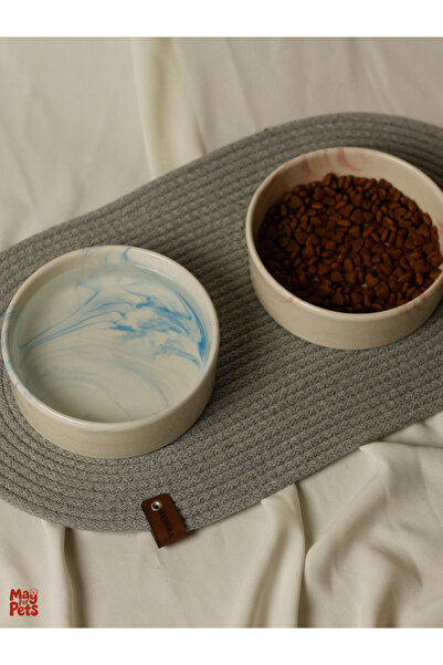 ARKHERA 2'li Seramik Kedi köpek Mama Kabı ve Supla Set