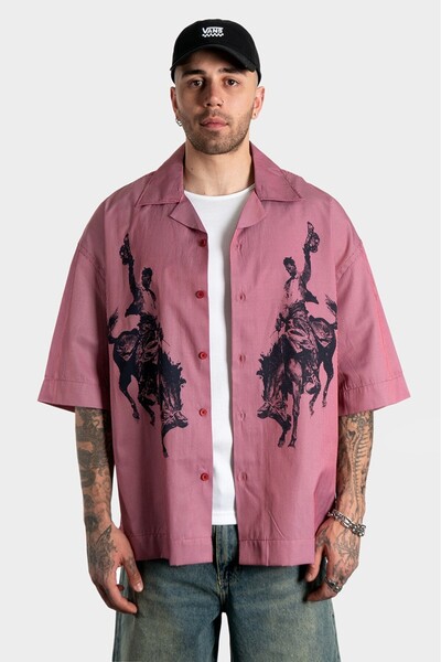 GRJ denim Matador Red Striped Oversize Men's Shirt