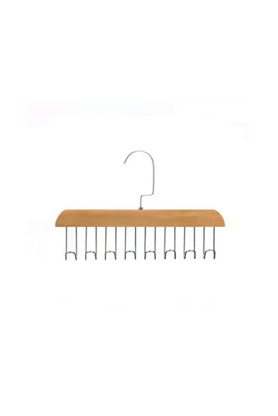 HYVESTO Umeras din Lemn cu 8 Carlige Metalice Rotative, 28x18.5cm, Organizator Accesorii