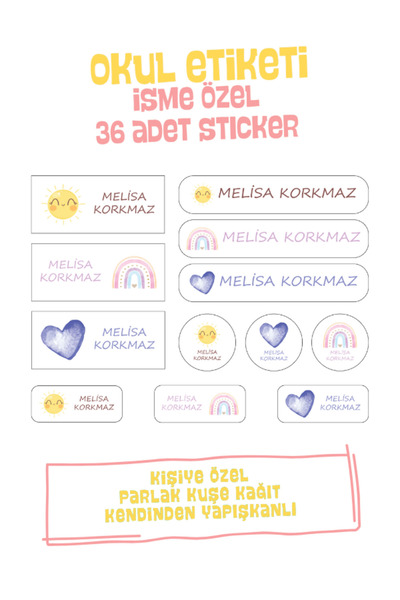 ST Design Kişiye Özel İsimli Okul, Kreş Etiketi, Kalem Etiketi, Defter Etiketi, Kitap Etiketi