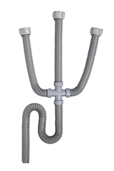 KANA خرطوم حوض ثلاثي التصريف متصل مباشرة بالحوض لمغسلة المطبخ