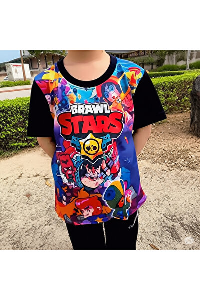 BRAWL STARS Çocuk Tişört – %100 Pamuk Kısa Kollu Erkek / Kız Tshirt