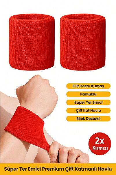 SÖYLEMEZ ÇORAP 2 Adet Süper Ter Emici Premium Çift Kat Havlu Bileklik Tenis B...