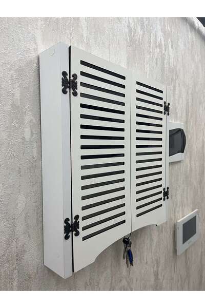 AA AHŞAP Elektrik Pano Düzenleyici Duvar Düzenleyici Ahşap Dekoratif Beyaz Kutu Anahtarlık Düz Çizgi