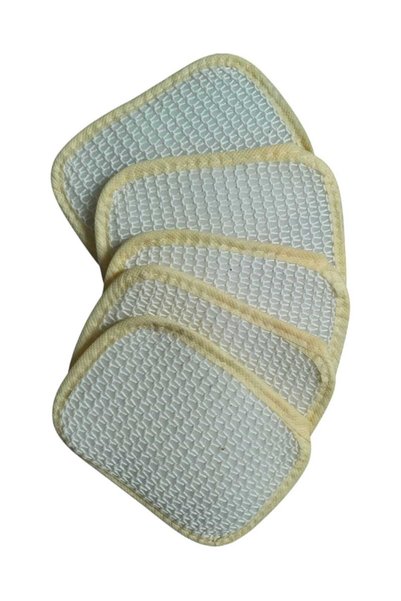 ilkadimbuklet Set of 5 Cotton Knitted Handheld Bath Loofahs |   Natural, Skin Friendly |   Store in Cloth Bag