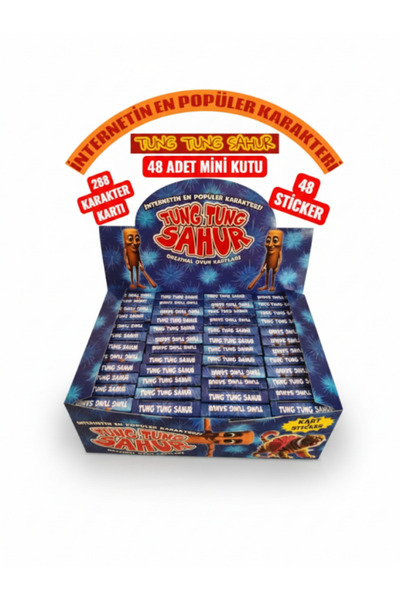 OYUNKAFASI TUNG TUNG SAHUR Oyun Kartları 1 MEGA KUTU| 48 Mini Kutu-288 Karakt...