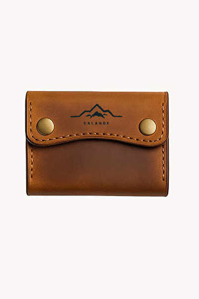 GALANDE Γνήσιο δερμάτινο κάρτοθήκη με κουμπωτό κλείσιμο - Πορτοφόλι με 3 θήκε...