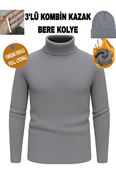 EMKA GİYİM Colier combinat de 3 piese pentru pulover cu guler rotit