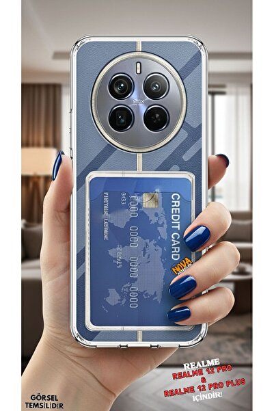 cepmoda Realme 12 PRO / 12 PRO PLUS - Şeffaf Telefon Kılıfı Kartlıklı Saydam ...