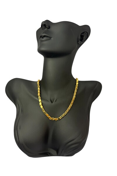 i-k global ticaret 22 Ayar Altın Kaplama Pullu Zincir Kolye 65 cm