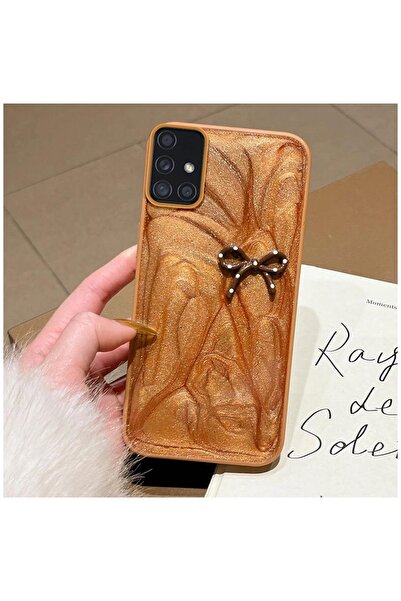 Pro Aksesuar Samsung Galaxy A51 Uyumlu Kılıf Fionklu Silikon Kılıf Kahverengi