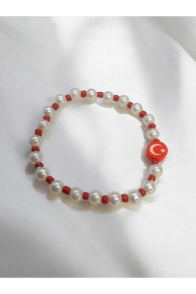Crystal Atelier Turkish Flag Moon Star Bead Figured Pearl Beaded Gift Combination Design Bracelet