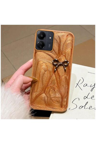 Pro Aksesuar Xiaomi Poco C65 Compatible Case Bowknot Silicone Case Brown