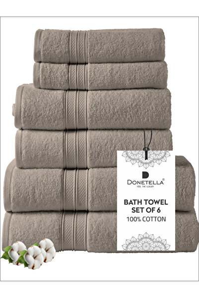 Donetella 6-Pcs Towel Set -2 Pcs Bath Sheet, 2 Pcs Bath Towel, 2 Pcs Hand Towel 600 GSM 100% Combed Cotton