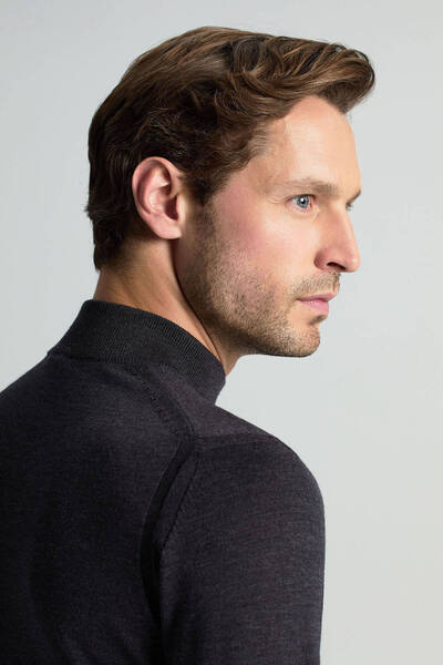 Hemington Yarım Balıkçı Yaka Merino Yün Antrasit Triko