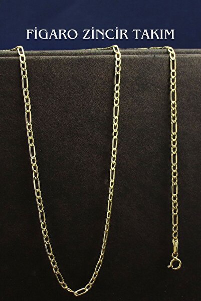 Hepimitu 14 Ayar Figaro Zincir Kolye Bileklik İkili Takım