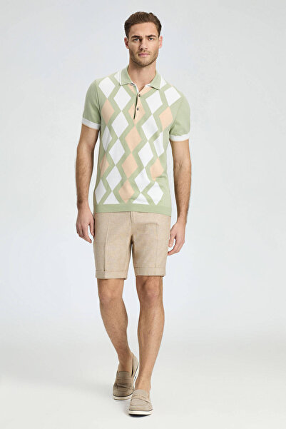 Hemington Green White Diamond Pattern Knitwear Polo