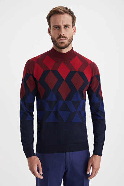 Hemington Balıkçı Yaka Merino Yün Lacivert Kazak