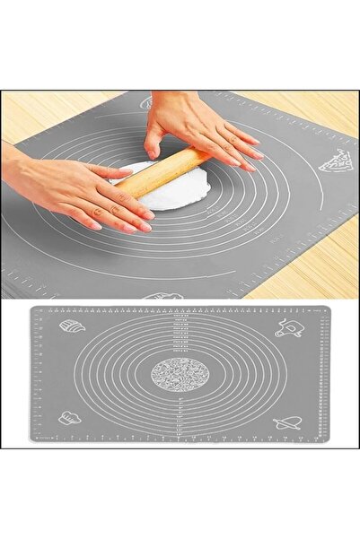 Yenigeldi Gray Silicone Non-Stick Dough Rolling Mat, Scale Dough Rolling Mat Table Countertop Surface Protector 50x40cm