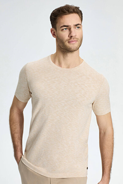 Hemington Crew Neck Pure Cotton Light Beige Knitwear T-Shirt