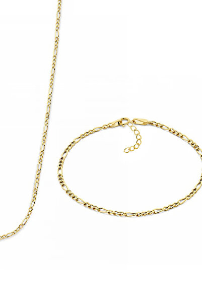 Hepimitu 14 Ayar Figaro Zincir Kolye Bileklik İkili Takım