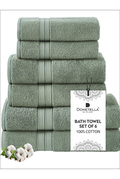 Donetella 6-Pcs Towel Set -2 Pcs Bath Sheet, 2 Pcs Bath Towel, 2 Pcs Hand Towel 600 GSM 100% Combed Cotton